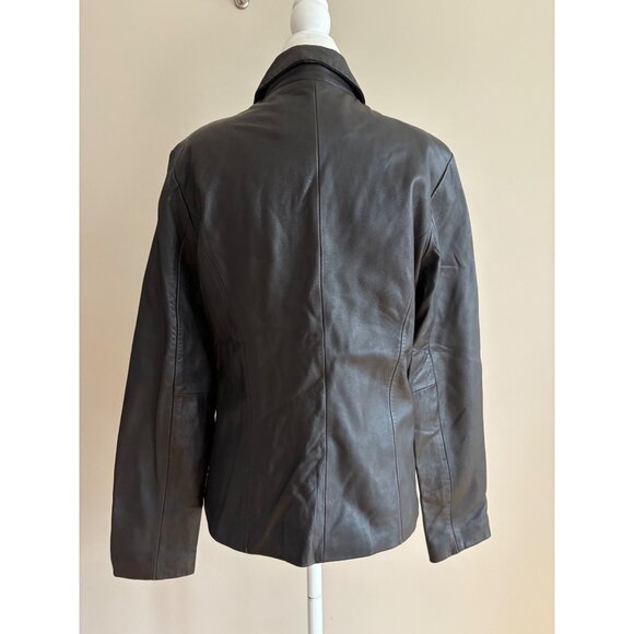 Y2K Lambskin Leather Full Zip Jacket Deep Chocolate Brown Women’s Medium - Picture 5 of 13